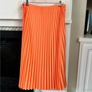 J. Crew Pleated Midi Skirt in Bright Orange - Women's Skirt
